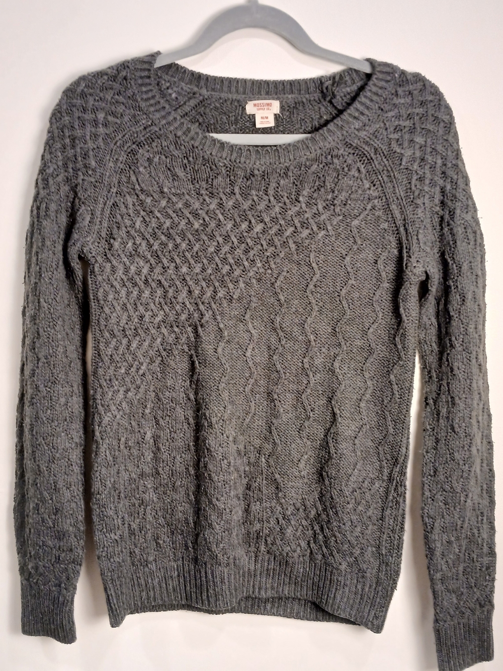 Mossimo Supply Co. Cable Knit Crewneck Sweater in Gray